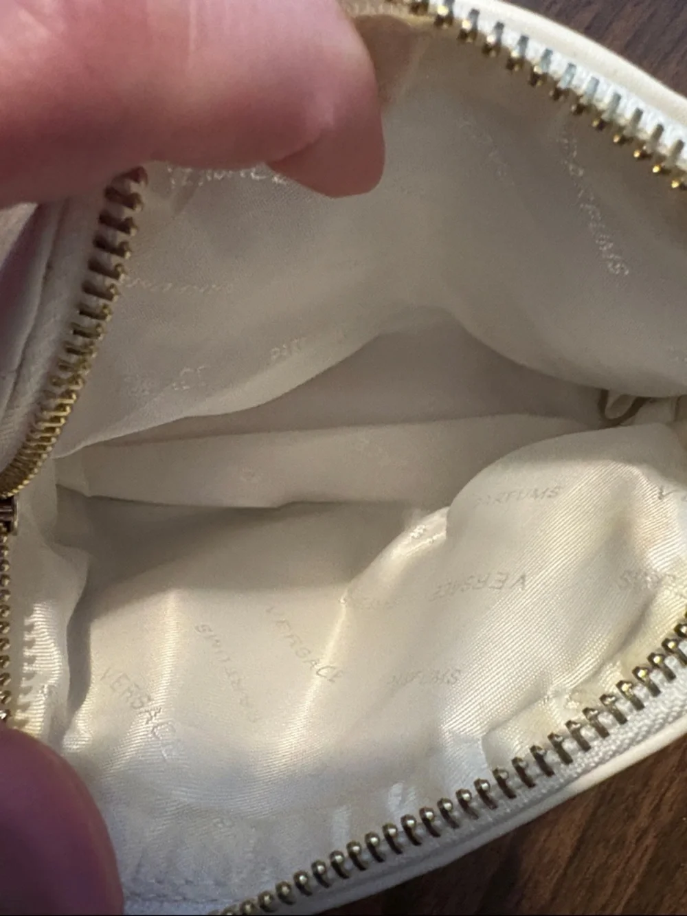 Versace Mini White Faux Leather Cosmetic Case